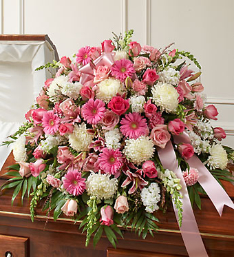 Pink and White Mixed Casket Spray