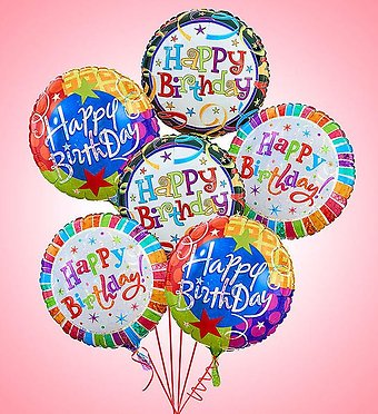 6 Birthday Mylar Balloons
