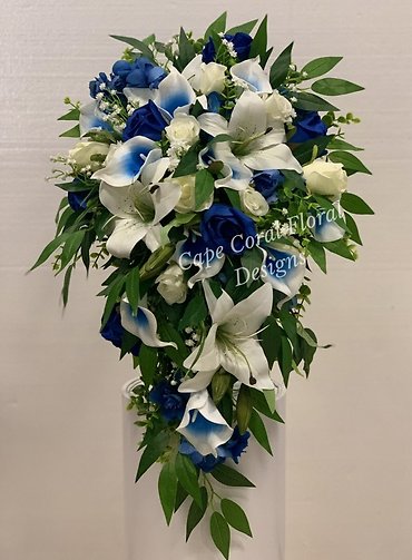 Blue & White Silk Cascade Bouquet