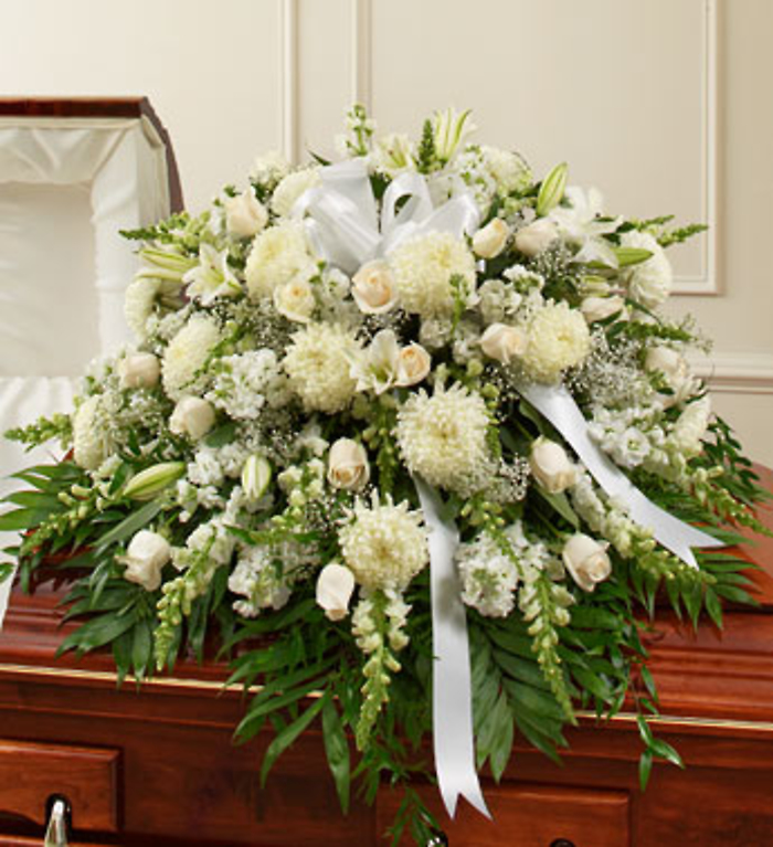 White Mixed Half Casket Spray