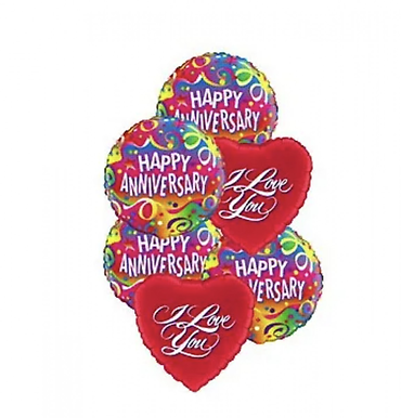 Half Dozen Happy Anniversary Mylar Balloons