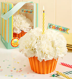 Cupcake in Bloom w/1 Happy Birthday Mylar