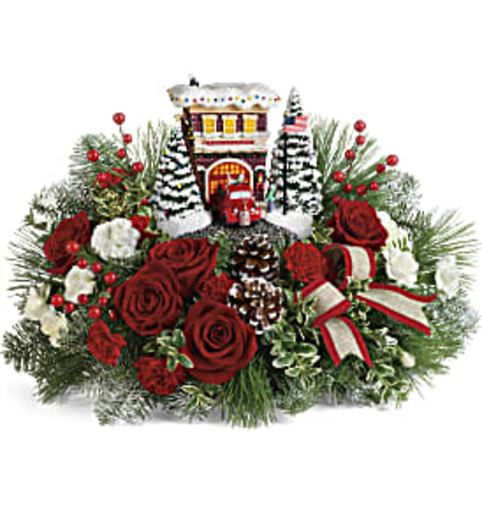 Thomas Kinkade\'s Festive Fire Station Bouquet