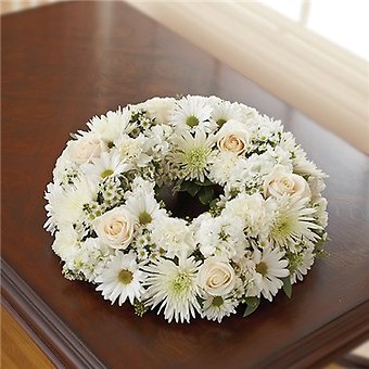 All white cremation wreath