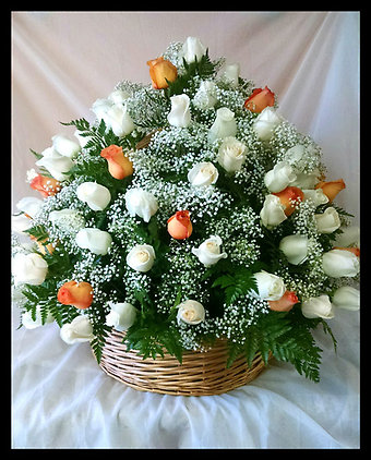 Ultimate Rose Basket Bouquet  (YOU CHOOSE THE ROSE COLORS)