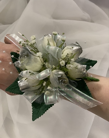 Silver Tipped Spray Rose Corsage