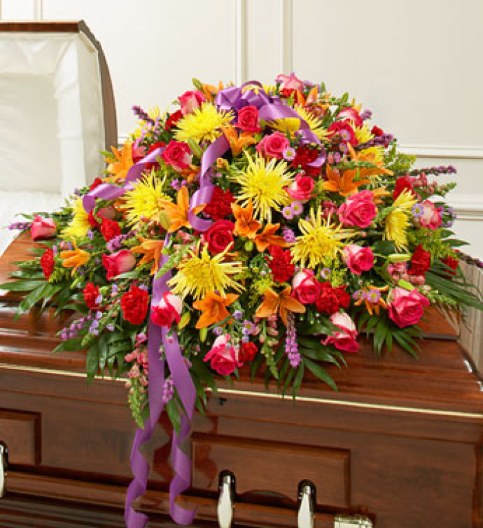 Bright Mixed Flower Casket Spray