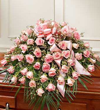 Cherished Memories Rose Half Casket Spray - Pink