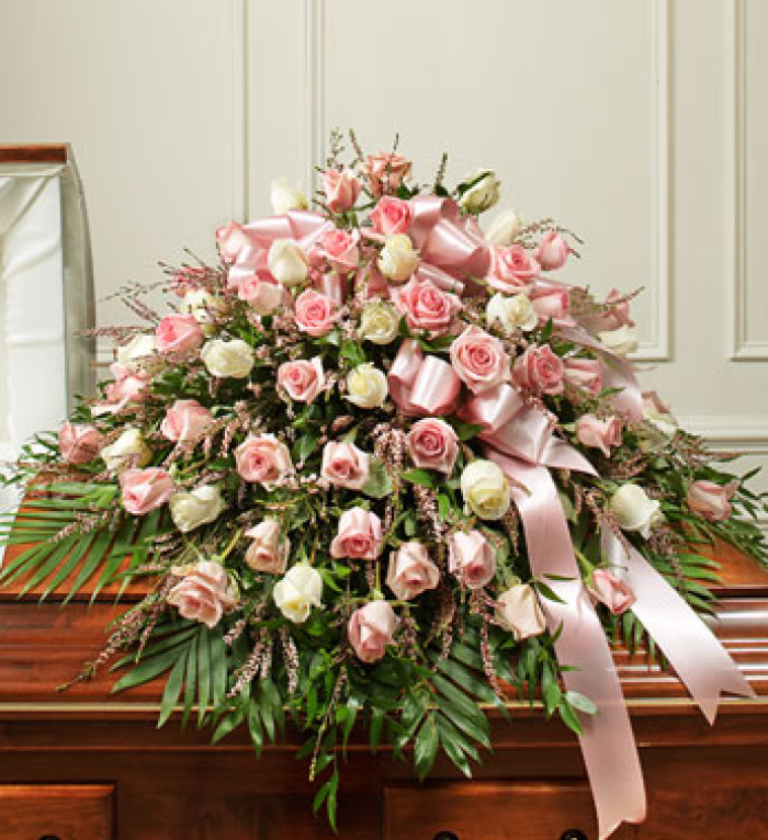 Pink And White Casket Spray