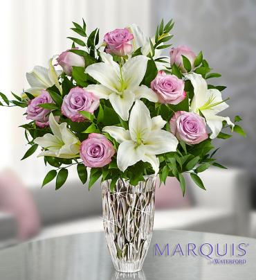 Marquis Crystal by Waterford Purple Rose & Lily Bouquet