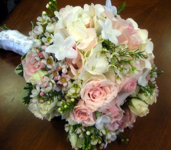 Rose, Stephanotis and Wax Flower Bouquet