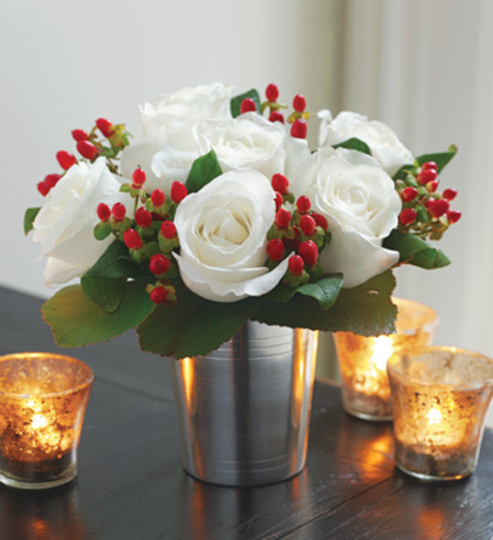 White Rose and Berry Bouquet