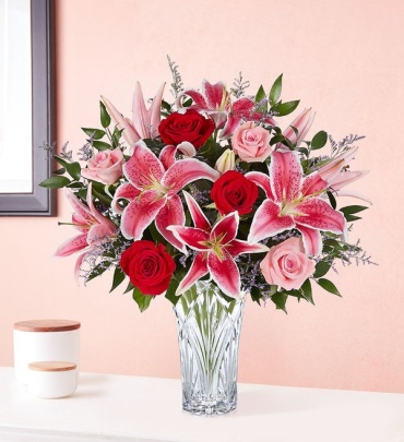 Marquis Crystal by Waterford Blushing Rose & Lily Bouquet
