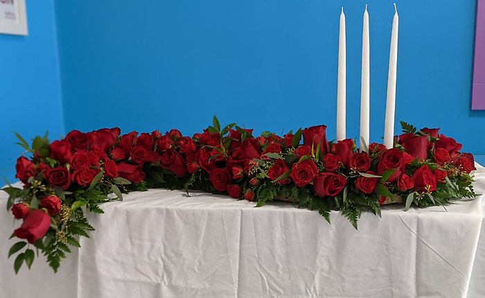 Remembrance Arrangement with Red Roses