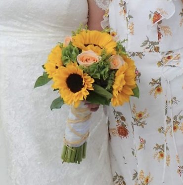 Peach Rose & Sunflower Bridal Bouquet