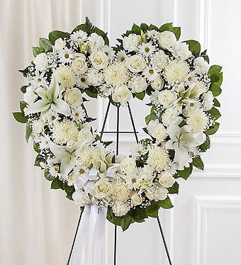 Always Remember White Floral Heart Tribute