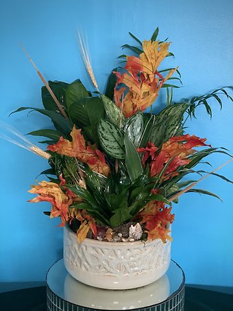 Dish Garden with Fall Decorations