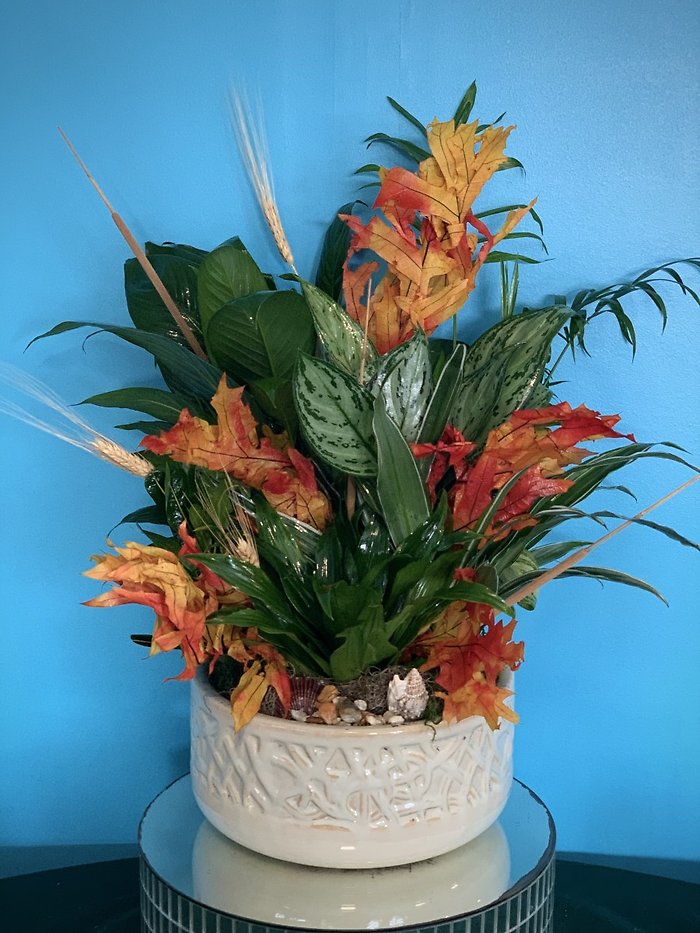 Dish Garden with Fall Decorations