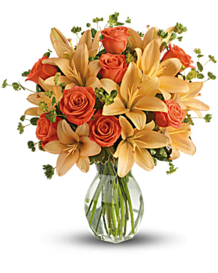 Fiery Lily and Rose Bouquet