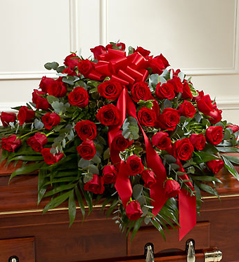 Cherished Memories Red Rose Half Casket Spray