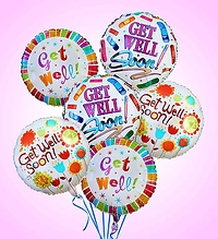 Basket Full of Daisies with Get Well Balloon