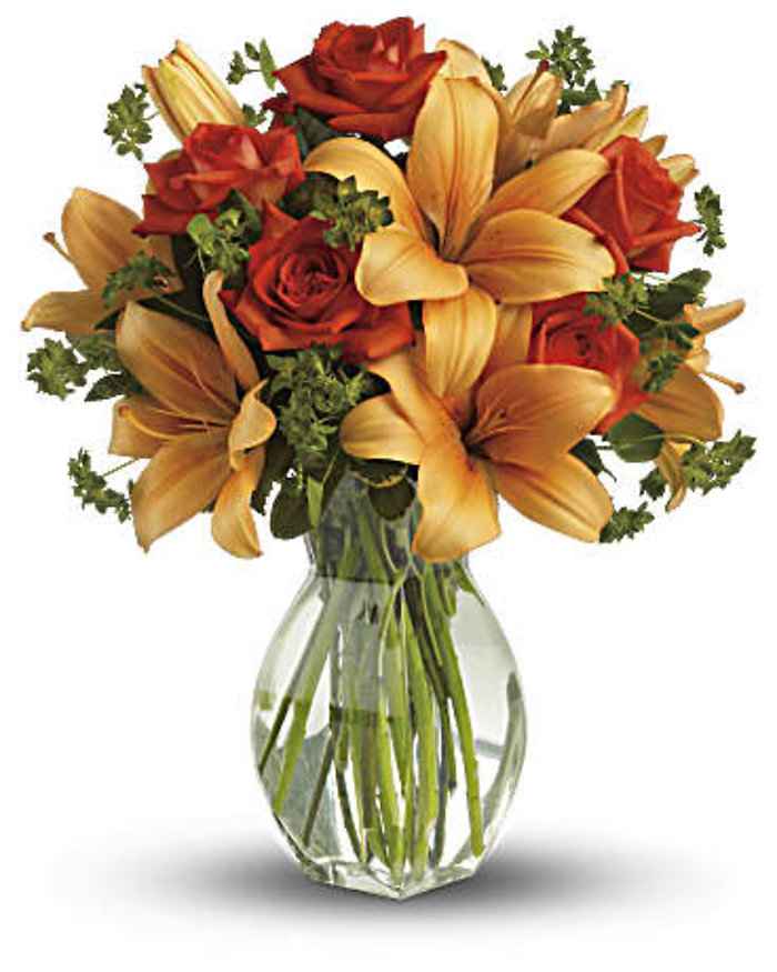 Fiery Lily and Rose Bouquet