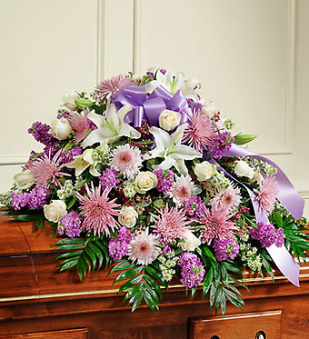 Cherished Memories Lavender Half Casket Spray