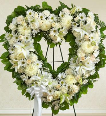 Always Remember White Floral Heart Tribute