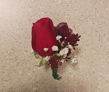 Red Rose & Burgundy Boutonniere